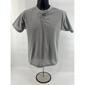 Youth A4 Authentic American Athletic Apparel Gray Mesh Crew Shirt/Buttons Sz L